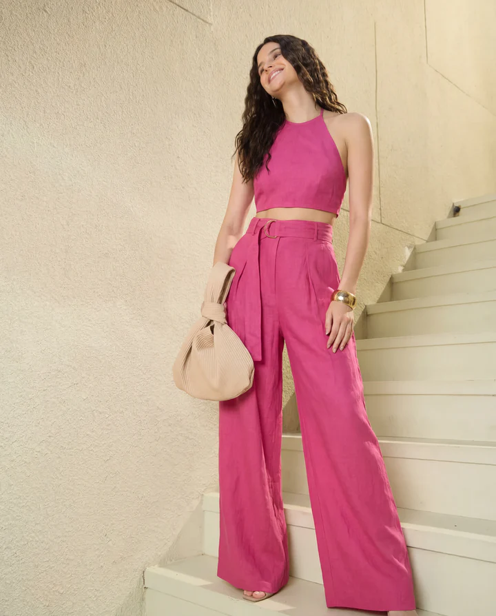 Pink Chic Tailored Belted Co-Ord Set - Image 2