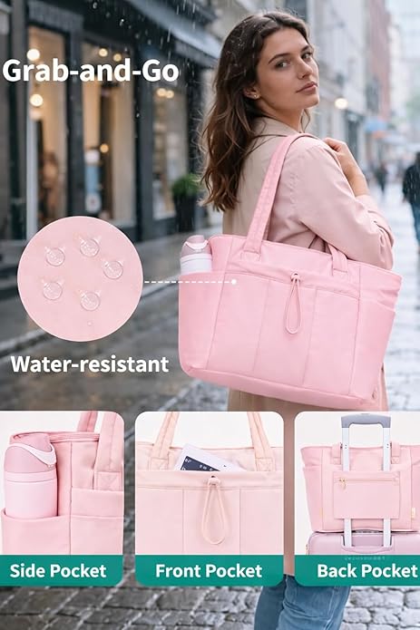 Large Tote Bag for Women | Multi-Pocket Travel Shoulder Bag with Tumbler Pocket | Work, Office, College, Travel & Daily Use Handbag - Image 2
