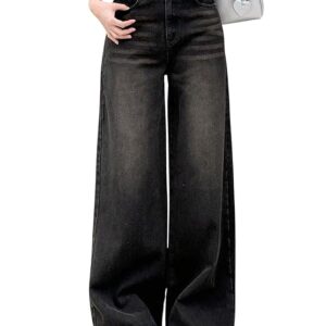 Aahwan Solid Denim High Waist Wide Leg Jeans & Pants for Women's & Girls'