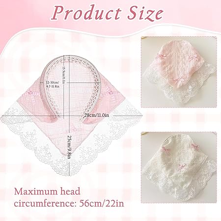 TecoKart® 2Pcs Headband for Women, Triangle Hair Scarf, Lace Bandana Headwrap Hairbands Stylish Covering Chic Boho Accessory Soft Breathable Outdoor Travel Picnic Fashion Festival Use - Image 2